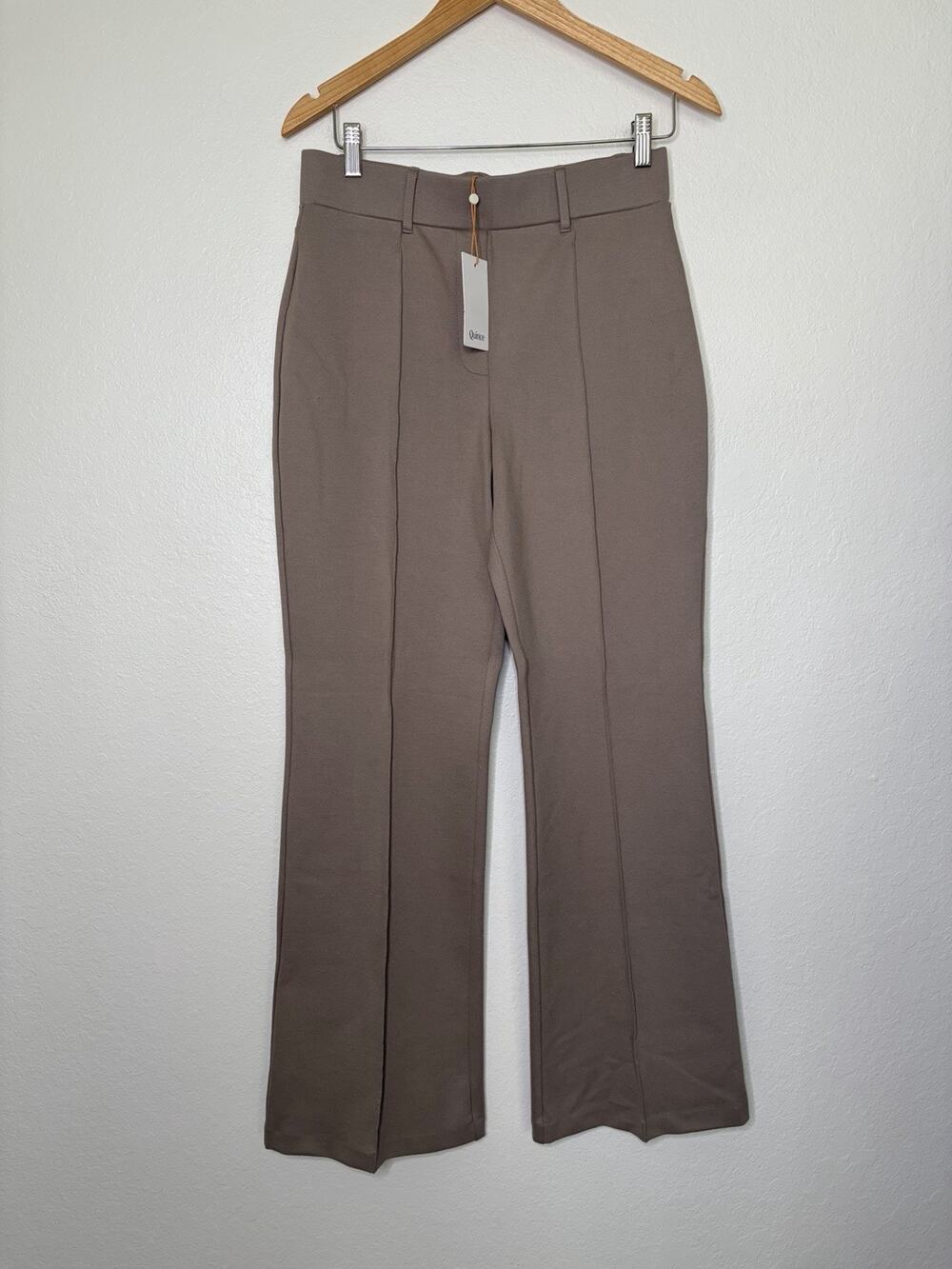 NWT Quince Ultra Stretch Ponte Flare Leg Pant in Morel Grey Minimalist Chic